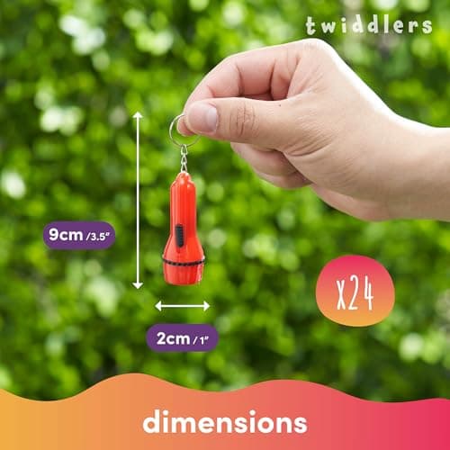 THE TWIDDLERS 24 Mini Torch Keychains - Assorted Flashlight Colours, Ideal Small Torches for Party Bag Fillers for Kids, Light Keyring Party Favours — view 3