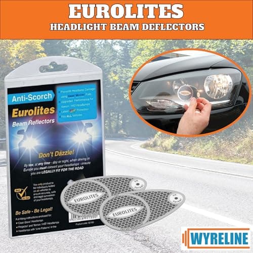 WYRELINE 6 Pcs European Driving Kit | Eurolites Headlight Deflectors For Europe | Warning Triangle, Hi-Vis Vest, UK Plate Magnet + Sticker, Rubber Grip Gloves | EU and France Driving Kit 2026 — view 4