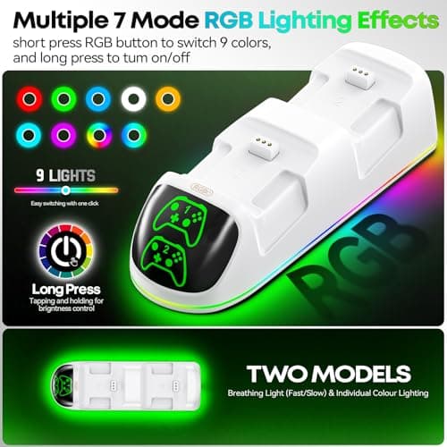 OIVO Controller Charging Dock with 2 x 5580mWh Rechargeable Battery Packs for Xbox One/X box Series X/S, Twin xbox Charger Dock with Rechargeable Battery Packs, White — view 5