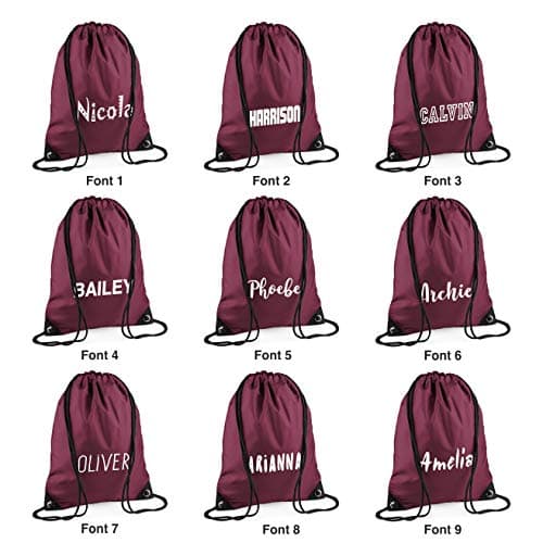 Nametape Express Pump/Swim bag drawstring backpack personalised with name, great choice of colous (Maroon) — view 2