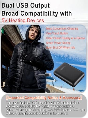 5V2.1A Power Bank 10000mAh with USB Charging Port for Heated Vest — view 2