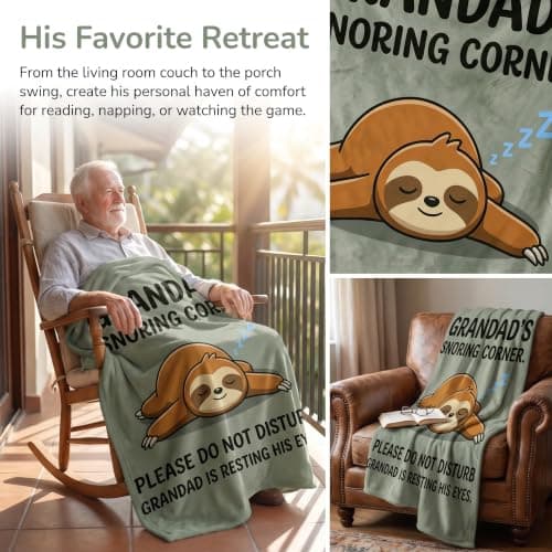 Funny Grandad Gifts from Grandchildren, Cozy Sloth Blanket for Grandparents, Grandpa Birthday Presents from Grandkids, Personalised Gift for Grampy From Grandson Granddaughter on Christmas, 50 x 60 in — view 6