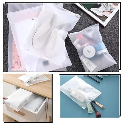 24 Pcs Reusable Ziplock Bags, Frosted Travel Storage Organiser, 5 Sizes — view 6
