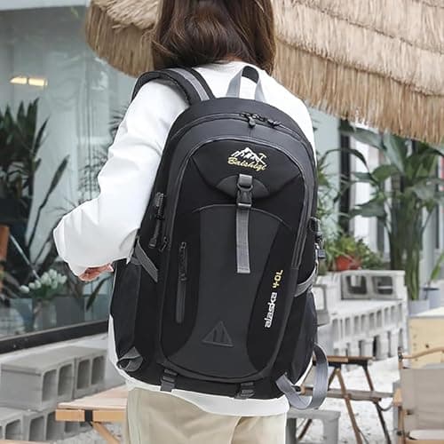 FSSPLJHYJ Trekking Backpack 40 Litres Large Volume Lightweight Waterproof Multifunctional for Mountain Travel Hiking Camping School with Rear Ventilation Men Women Black — view 5