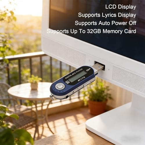 Plyisty Portable Retro USB 2.0 MP3 Player with LCD Display & Earphones, AA Battery Powered Digital Music Audio Device, Supports 32GB Expandable Memory (Blue) — view 3