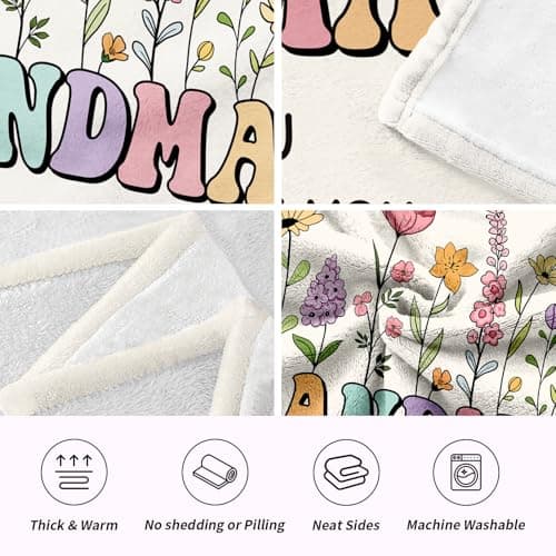 Grandma Gifts, Grandma Birthday Gifts – Utra Soft Flannel Floral Blanket Throw “How Much We Love You” – Thoughtful Present for Grandmmother from Grandchildren on Birthday Mothers Day Christmas — view 3