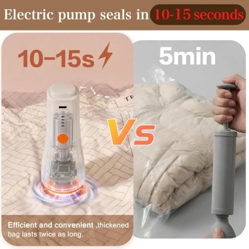 QcoQce Vacuum Storage Bags with Cordless Pump,11-Piece Space Saver Set — view 6