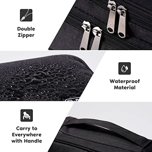 OrgaWise Travel Cable Organiser Bag, 3-Layer Tech Case, Black — view 3
