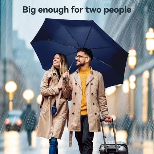 TechRise Umbrella, Compact Strong Windproof Automatic Umbrellas, Folding Lightweight, Portable Travel Golf Umbrella for Rain, Blue — view 4
