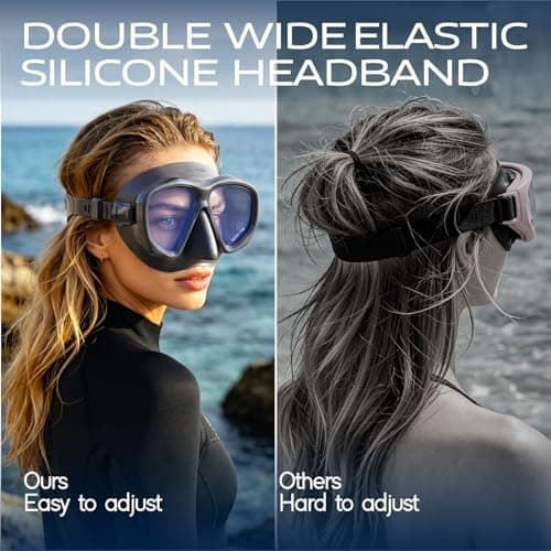 Tempered Snorkel Diving Mask Extra Wide View UV Protection Scuba Mask, Blue — view 5