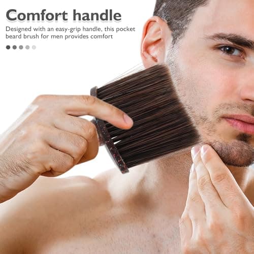 DIYEAH Men's Beard Brush, Shaving Cream Brush, Nylon and Plastic, Brown, Compact Facial Hair Cleaner for Men, Travel Kits and Facial Grooming — view 3