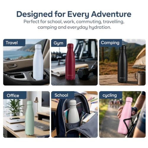 ORVELLA Stainless Steel Water Bottle with Vacuum Insulation 500ml - Sky Blue — view 4