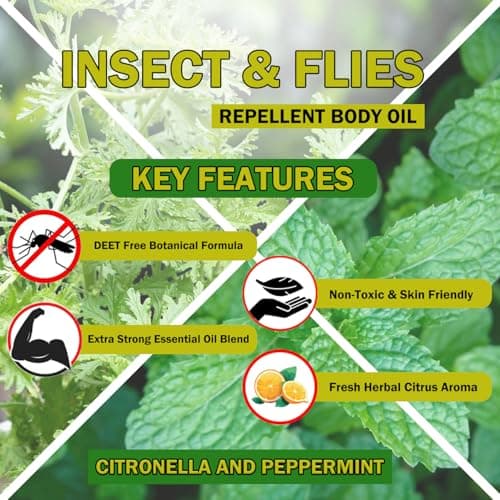 DD Teck Mosquito Repellent, Insect Repellent, Fly & Tick Repellent Body Oil with Citronella & Peppermint Essential Oils for All Body Types DEET-Free. Safe for Women & Kids. Travel Size (10ml Cap) — view 2