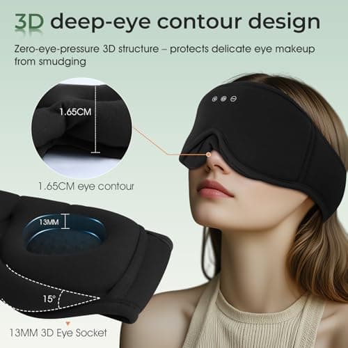 MUSICOZY Breathable Organic Bamboo Cotton Sleep Mask Headphones — view 4