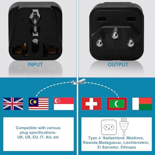 Switzerland Plug Adapter, Swiss Plug Adaptor – UK to Swiss Plug Adaptor (Pack of 2) — view 2