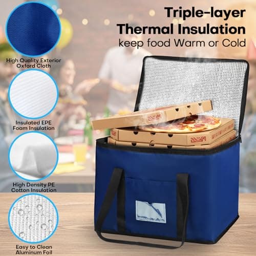 Cool Bag Heavy Duty Grocery Shopping Bag 40L Large Insulated Cooler Foldable Reusable Cooling Bags with Smooth Zippers for Picnic, Food Delivery, Camping, BBQ, Shopping, Fishing, Family Auto Travel — view 3