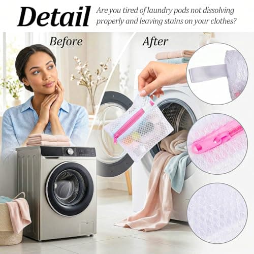 Mini Laundry Pods Bags, 4 PCS Small Laundry Wash Bag with Zipper, Mini Sturdy Storage Bag for Scent Beads Detergent Pacs for for Home Travel Deep Cleaning(12x13cm/4.7x5in) — view 4