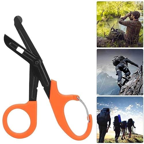Stealth Black Coated First Aid Scissors, Stainless Steel Safety Scissors for Bandages, Gauze & Tape, Rounded Tip Emergency Scissors for First Aid Kit, Home, Travel & Workplace (Black & Orange, 15cm) — view 6