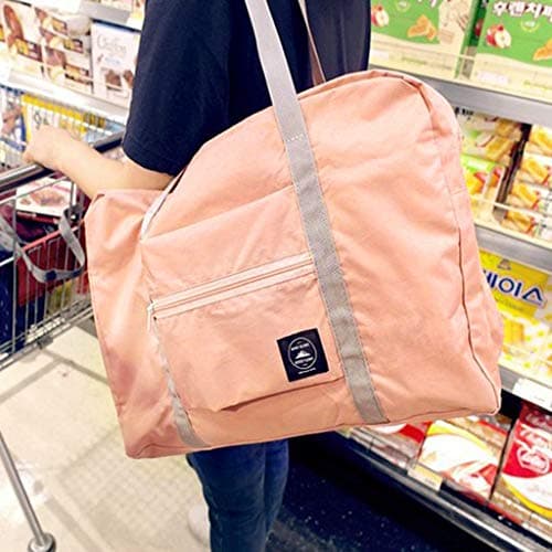 Cabin Bag,Foldable Travel Duffel Bag,Holdall Tote,Large Capacity Carry on Luggage Bags,Holdall Bag,Oxford Cloth Heavy Duty Holdall Bags for Men Women, Strong Moving Boxes for House (Pink) — view 2