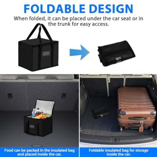 Alaoo 10L Foldable Insulated Bag for Food Travel Camping, Black, 28*17*20cm — view 6