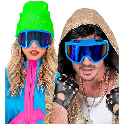 W WIDMANN MILANO Party Fashion - Ski Goggles Snowboard Goggles Blue Accessory for 80s Fancy Dress Costumes — view 2
