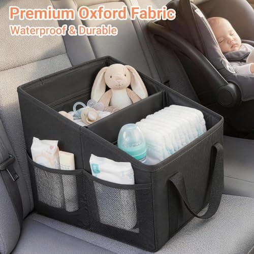 NBOUOU Car Seat Boot Organiser Storage for Front or Back Seat, Portable Waterproof Car Organiser Essentials Collapsible, Holds Snacks, Cups, Books, Tissue - Keeps Cars Tidy and Clean — view 3