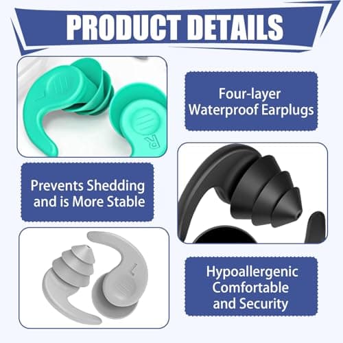 3 Pairs Waterproof Swimming Ear Plugs Reusable Silicone — view 3