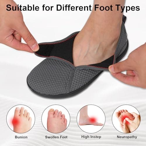 Walking Shoes for Mens Wide Fit Trainers Barefoot Zero Drop Lightweight Shoes with Adjustable Strap for Outdoor Indoor Grey 6 UK — view 4