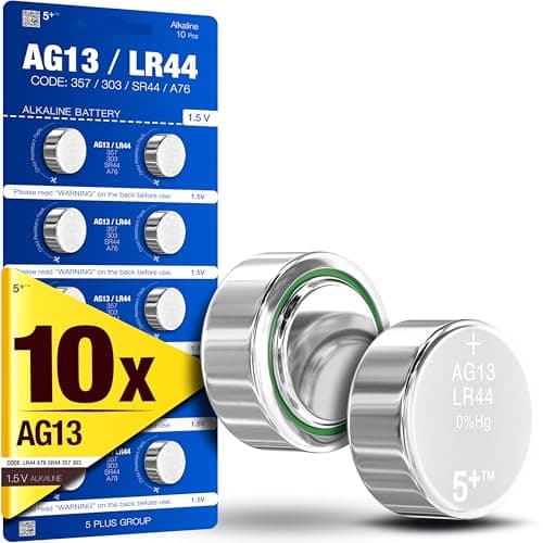 LR44 AG13 A76 357 SR44 L1154 1.5V Alkaline Button Cell Batteries (10 Pack) – High Capacity Coin Batteries for Watches, Key Fobs, Toys & Small Electronics