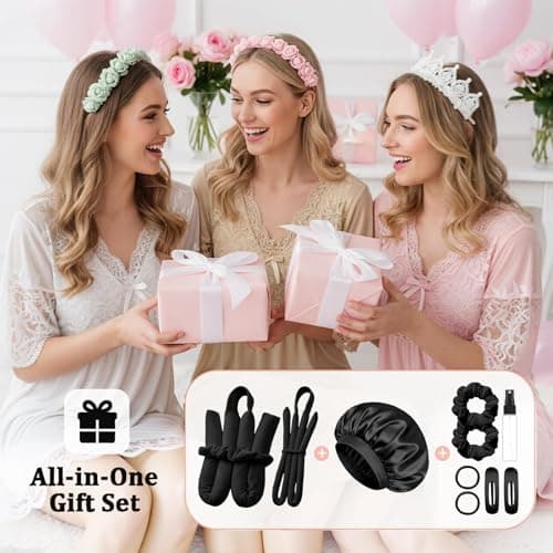 MZinge Heatless Hair Curler Set, Overnight Curling Rods 2 Sizes (1.5inch & 0.5inch) for All Hair Types, No Heat Damage, Complete Styling Kit with Sleep Cap & Storage Bag for women gifts (Black) — view 5