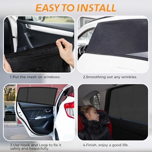 Car Window Shades for Baby (2 Pack) - Premium Stretchable & Breathable Car Sun Shade for Baby,Ultimate UV & Anti-Glare Protection Car Blinds for Children,Pets & Adults - Universal Fit for 98% Vehicles — view 5