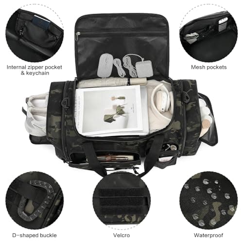 TONRUYN Tactical Gym Bag Mens 40-45L Expandable Sports & Travel Duffel Bag — view 5