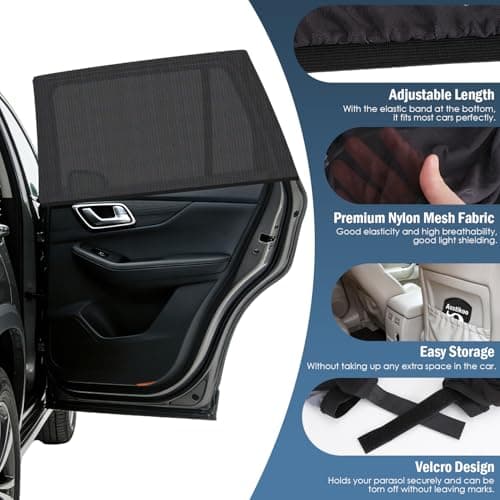 Car Window Shades for Baby, Stretchable Car Side Window Sun Shades 2 Pack — view 4