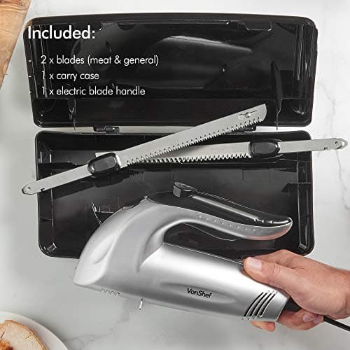 VonShef Electric Carving Knife With Two Serrated Blades For Multi-Purpose Use, Ergonomic Handle Plus Low Vibration & Noise For Your Comfort, Meat, Vegetable or Bread Knife — view 2