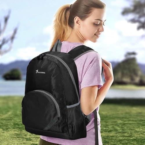 Mayoii Foldable Lightweight Backpack Mens – 20L Waterproof Rucksack, Rucking Daypack for Outdoor Sports Hiking Travel Camping (Black) — view 6