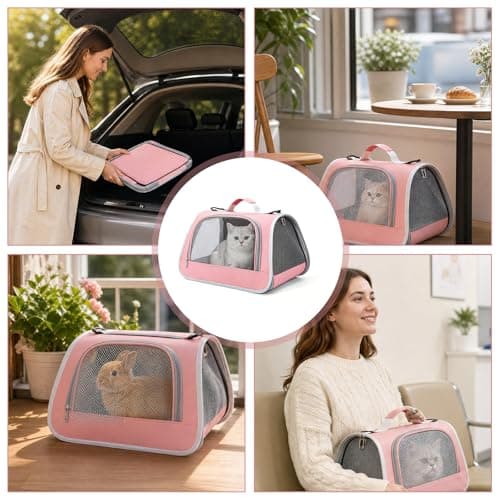Foldable Small Animal Carrier Bag, Oxford PVC Portable Pet Travel Bag with Transparent Window, Guinea Pig Carrier for Guinea Pig Hamster Rabbit Hedgehog Parrot Outdoor Walking Camping — view 4