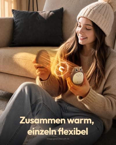 Gaiatop Rechargeable Hand Warmers 2 Pack, Cute Owl Handwarmers, Brown — view 6