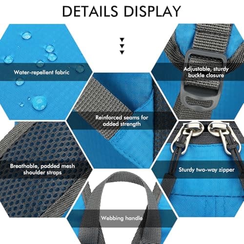 Mayoii Foldable Lightweight Backpack for Mens & Women – 35L Waterproof Rucksack for Mens & Women, Rucking Daypack for Outdoor Sports Hiking Travel Camping (Blue) — view 5