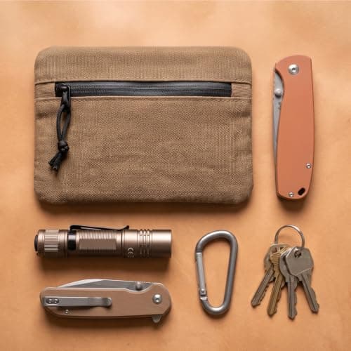 Sorcristy Belt Zipper Pouches for Men Women Compact EDC Pouch (Brown) — view 6