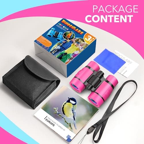 Girls Toys Age 3-9, Binoculars Kids Gifts for Girls Toys 3-9 Year Old Boy Girls Birthday Presents 3-7 Year Old Girl Gifts Educational Learning/Hunting Hiking/Birthday Pink — view 4