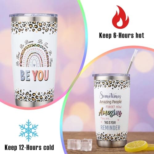 saerryor Leaving Gifts for Women,Inspirational Coffee Cup with Straw Lid — view 4