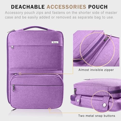 Voova Laptop Sleeve 13-14 Inch, Waterproof Case with Pouch, Lavender — view 6