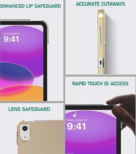 KKTECH iPad Case for 10th & 11th Generation (10.9”) – Slim Magnetic Stand Cover, Auto Sleep/Wake Hard Back Shell for Models A2757 A2777 A2696, Lightweight & Durable (Gold) — view 2
