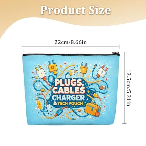 Charger Bag, Cable Bag for Chargers, Portable Makeup Bags with Zipper, Tech Travel Pouch for Travel Essentials, Large Capacity Cable Organiser Bags for Men Women — view 2