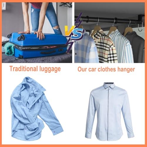 Adjustable Car Clothes Hanger Bar 35-62.5 Inches – Heavy Duty Travel Garment Organizer, Anti-Wrinkle, Non-Slip Rubber Bands, Fits SUVs, Cars, Vans and Trucks — view 3