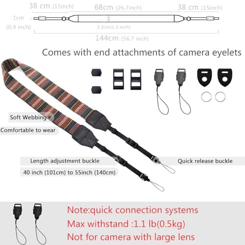 YMTHamaz3 Camera Strap for Womens Photographers,Bohemia Vintage Cute Weave Strap For DSLR Camera Lanyard or Soft and Comfortable Binoculars Strap — view 6