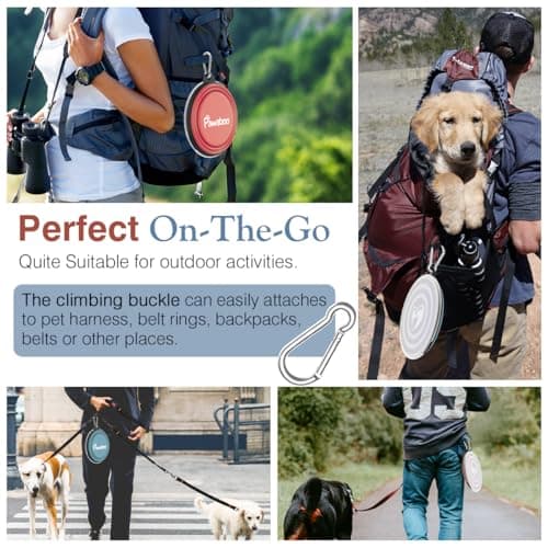 Pawaboo Collapsible Travel Dog Bowls 2 Pack with Lids & Carabiners Silicone — view 3