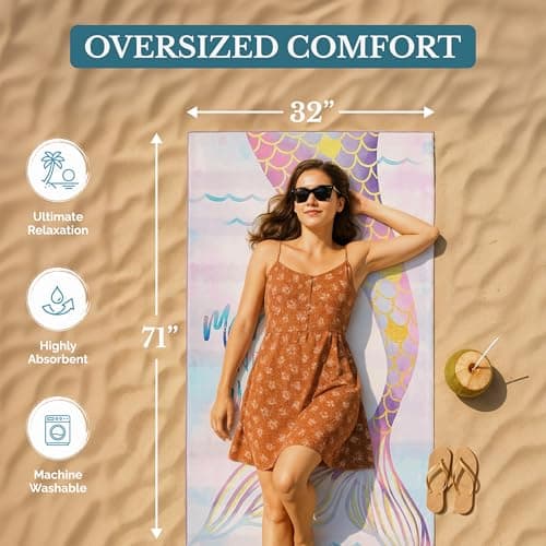 Casa Platino Extra Large Microfiber Beach Towels (2-Pack, 71"x32") – Quick-Dry, Sand-Free, Lightweight & Oversized – Double-Sided Printed Towels for Beach, Pool, Beach Essentials - Maldives — view 3