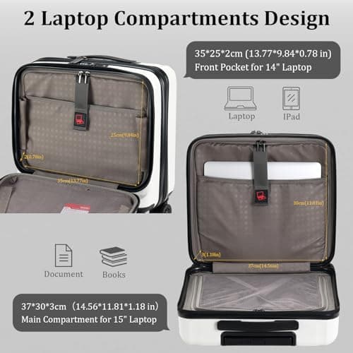 Kaleenie 16" Carry On Briefcase Luggage with 2 Laptop Compartments — view 5