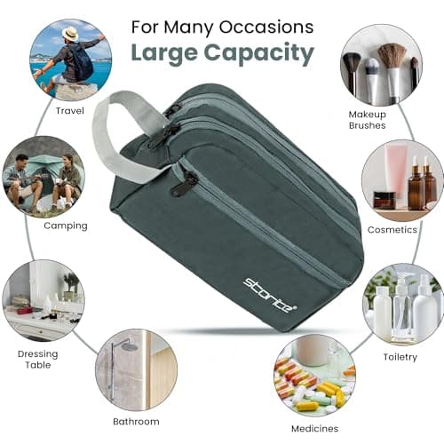 Storite Polyester Multi-Pocket Toiletry Bag for Men & Women Travel, Grooming Kit, Toiletries Shaving Kit & Cosmetics Water Resistance Pouch Organizer Travel Pouch for Make Up (1Pk -Grey) — view 5